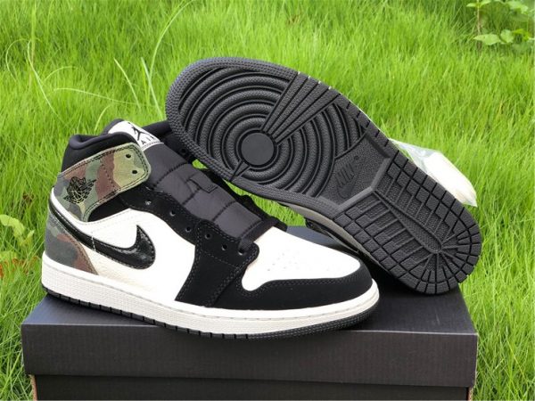 2020 Cheap Air Jordan 1 Mid Camo Black White CW5490-001