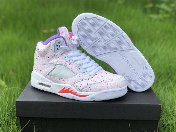 2020 Girls Air Jordan 5 Retro Easter White Voltage Purple CT1605-100