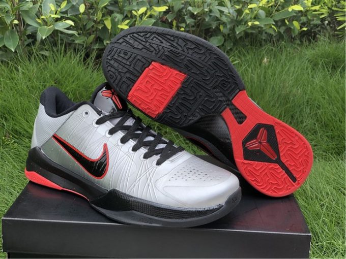 2020 Mens Nike Kobe 5 Wolf Grey Black-Daring Red Sale 386429-006