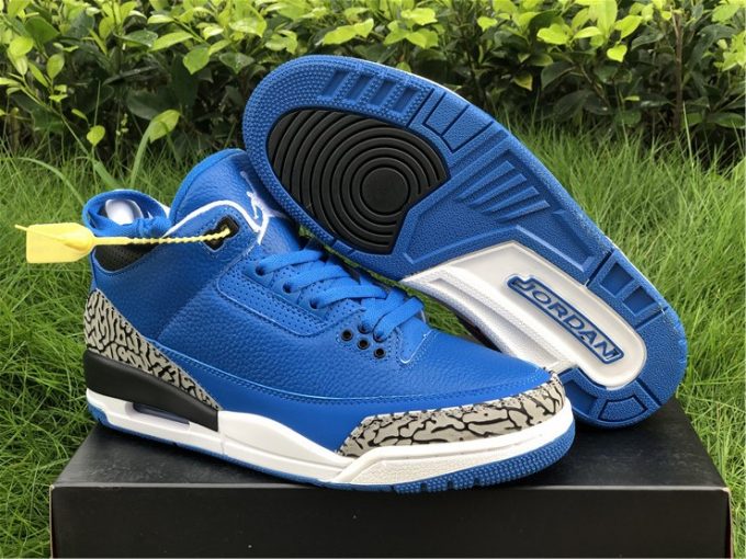 2021 Air Jordan 3 Retro Blue Black White For Men 580775-401