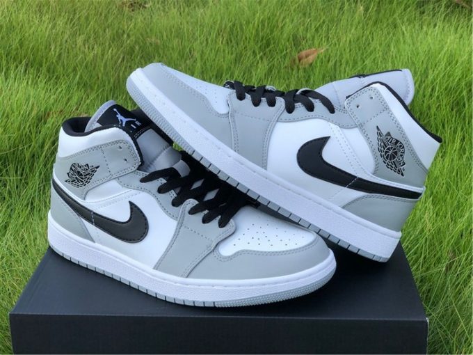 Buy Air Jordan 1s Retro Mid Light Smoke Grey Shoes 554724-092