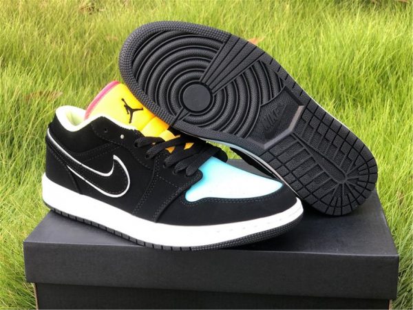 Cheap Air Jordan 1 Low Black/Aurora Green/Laser Orange CK3022-013