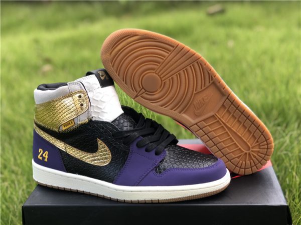 Custom Union x Air Jordan 1 “Kobe” Black Gold Purple Sneakers 555088-171