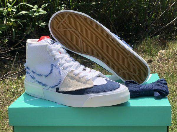 Cheap Nike SB Zoom Blazer Mid Edge White Midnight Navy Shoes C13833-100