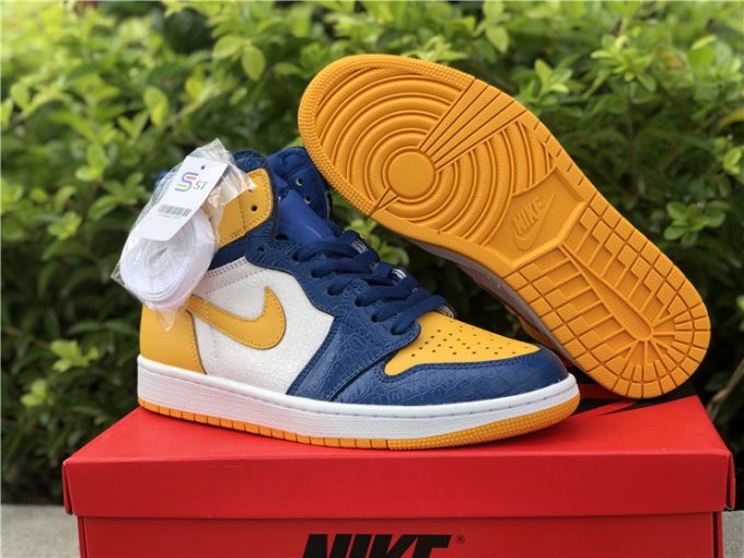 2021 Air Jordan 1 Mid White Yellow North Blue Basketball Shoes CZ6909-100