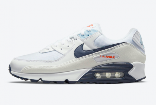 2021 Nike Air Max 90 Sail Navy Blue Crimson Online Sale DM2820-100