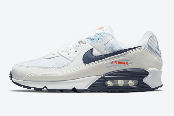 2021 Nike Air Max 90 Sail Navy Blue Crimson Online Sale DM2820-100