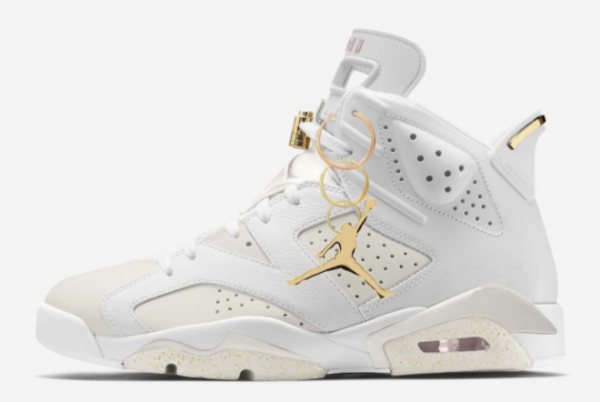 2021 Womens Air Jordan 6 Gold Hoops For Sale DH9696-100