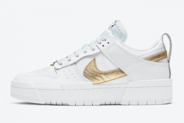 Womens Nike Dunk Low Disrupt White Metallic Gold For Cheap DD9676-100