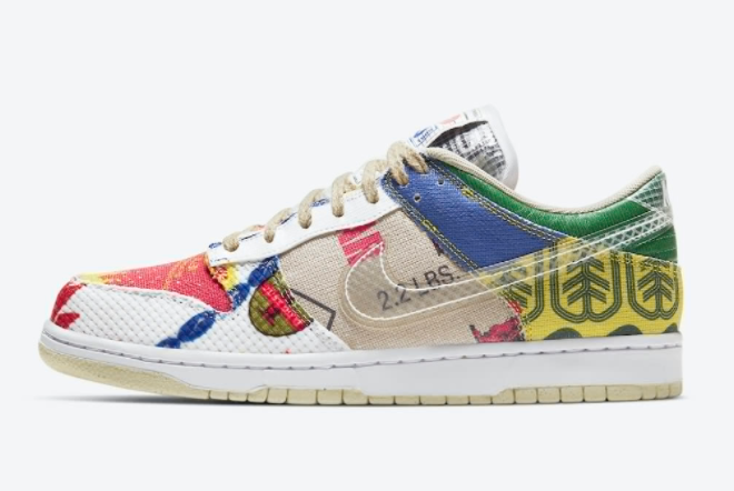 2021 Nike Dunk Low City Market Multi-Color Sneakers For Sale DA6125-900