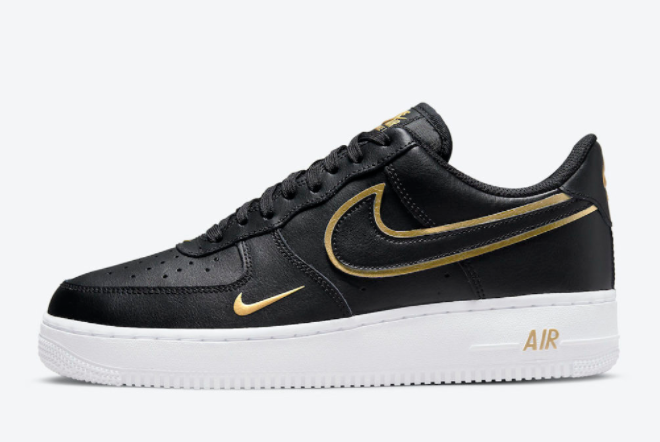 Cheap Nike Air Force 1 Low Gold Double Swoosh White Black Gold DA8481-001