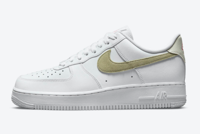 Cheap Nike Air Force 1 Low White Olive Pink Suede Swooshes DM2876-100