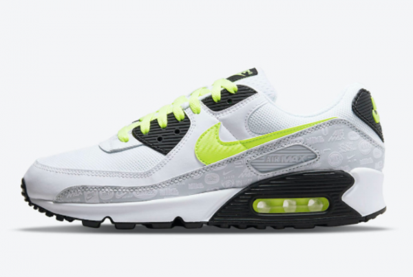 Cheap Nike Air Max 90 White Volt Black Men Sneakers DB0625-100