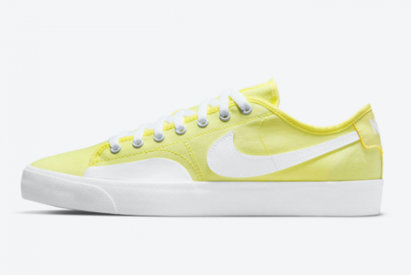 Men and Women Nike SB Blazer Court Shoes Light Citron CV1658-700