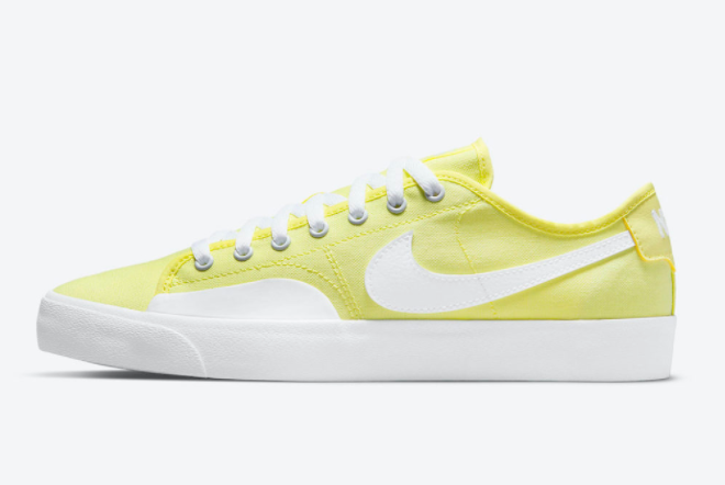 Men and Women Nike SB Blazer Court Shoes Light Citron CV1658-700