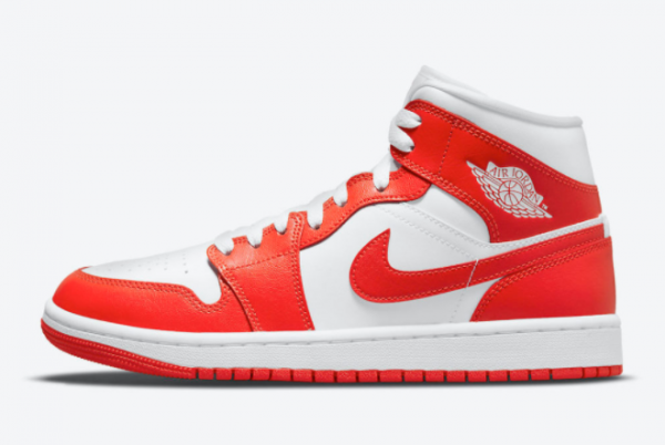 Women Air Jordan 1 Mid White Orange To Buy BQ6472-116