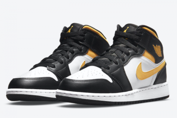 2021 Fashion Shoes Air Jordan 1 Mid GS University Gold 554725-177-3