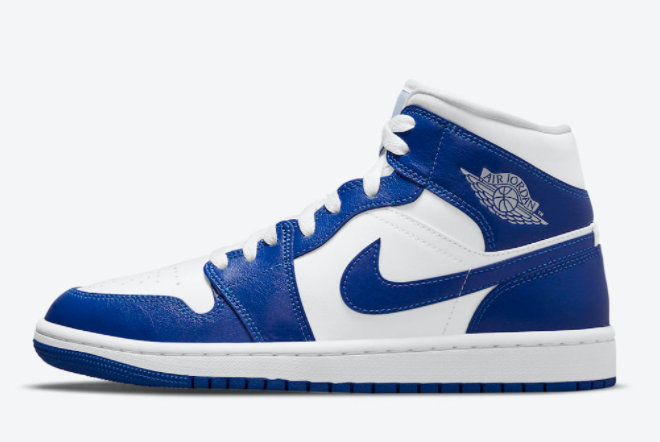 2021 New Air Jordan 1 Mid White/Royal Blue Shoes BQ6472-104