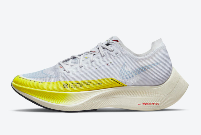 Nike ZoomX VaporFly NEXT% 2 White Yellow Shoes for Men DM9056-100