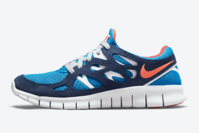 2021 Cheap Price Nike Free Run 2 Navy and Orange 537732-403