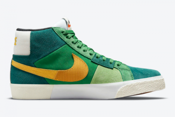 Nike SB Blazer Mid Mosaic Green Yellow For Sale DA8854-300-1