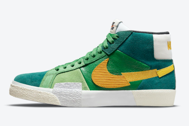 Nike SB Blazer Mid Mosaic Green Yellow For Sale DA8854-300