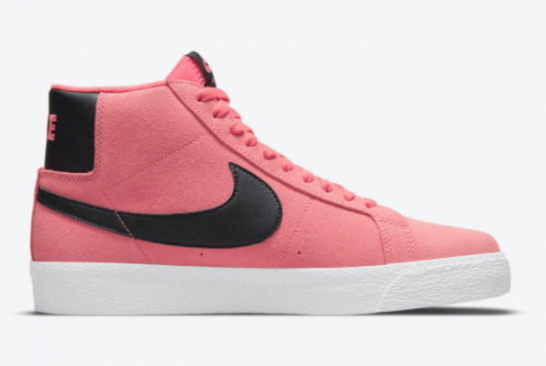 Womens Nike SB Blazer Mid Pink White Trainers 864349-601-3