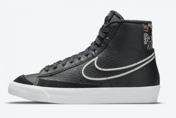 2021 New Nike Blazer Mid 77 GS Black White Online Store DJ0265-001