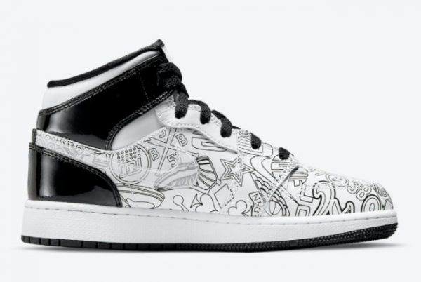 Air Jordan 1 Mid GS DIY White Black-Volt For Sale DC4099-100-1