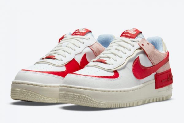 Cheap Nike Air Force 1 Shadow White Red Blue Cracked Leather CI0919-108-2