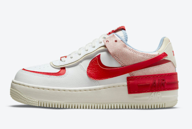 Cheap Nike Air Force 1 Shadow White Red Blue Cracked Leather CI0919-108