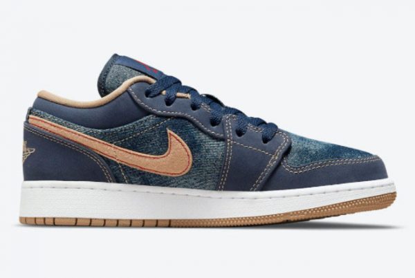 Shop Air Jordan 1 Low Denim Navy Blue Tan New Shoes DM4692-400-1