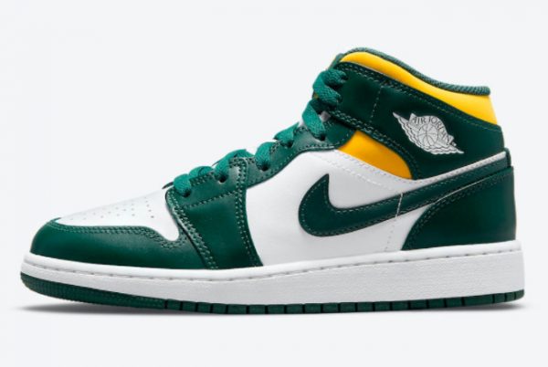 Shop Air Jordan 1 Mid Sonics Green White Yellow 554725-371