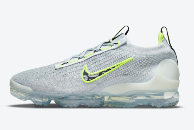 Shop Nike Air VaporMax 2021 Grey Volt Running Shoes DH4085-001