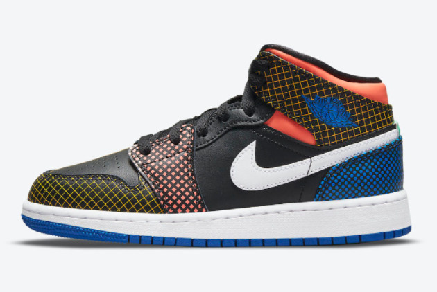 Air Jordan 1 Mid GS Multicolor Grid For Sale DC4092-001