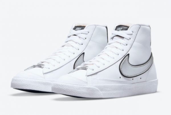 Cheap Nike Blazer Mid White Metallic Silver Swooshes DH0070-100-1