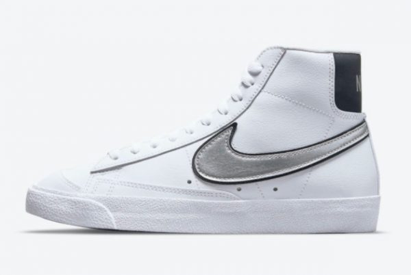 Cheap Nike Blazer Mid White Metallic Silver Swooshes DH0070-100