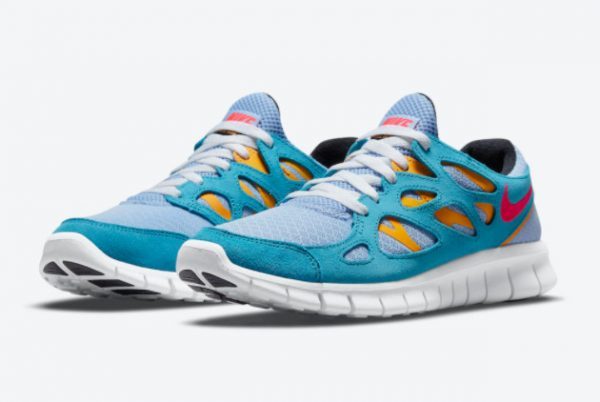 Nike Free Run 2 Bright Blue Orange Men Running Shoes 537732-405-1