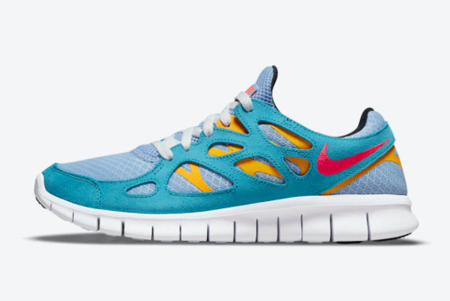 Nike Free Run 2 Bright Blue Orange Men Running Shoes 537732-405