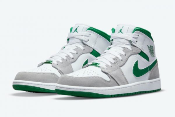 2021 Air Jordan 1 Mid Grey/White/Green DC7294-103-1