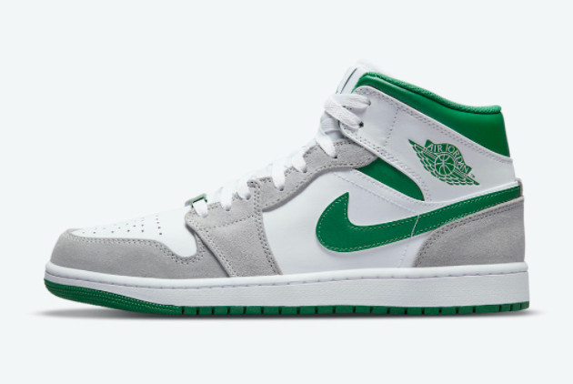 2021 Air Jordan 1 Mid Grey/White/Green DC7294-103