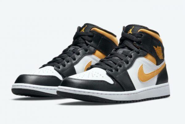 2021 Air Jordan 1 Mid Pollen Black University Gold For Sale 554724-177-2