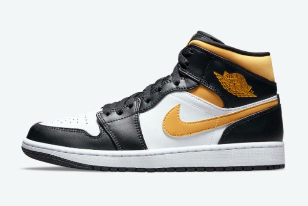 2021 Air Jordan 1 Mid Pollen Black University Gold For Sale 554724-177