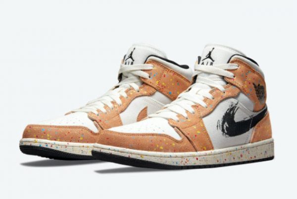 Air Jordan 1 Mid SE Brushstroke Paint Splatter Trainers DA8005-100-2