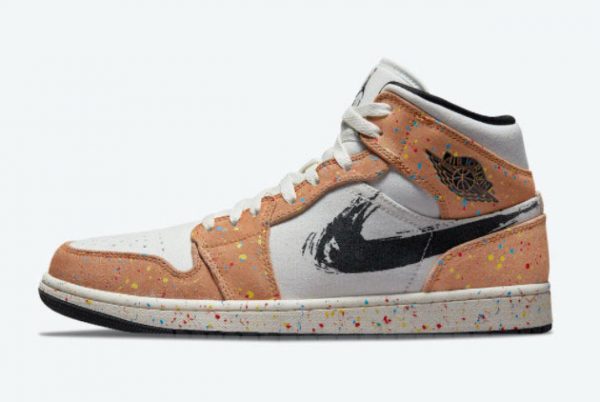 Air Jordan 1 Mid SE Brushstroke Paint Splatter Trainers DA8005-100