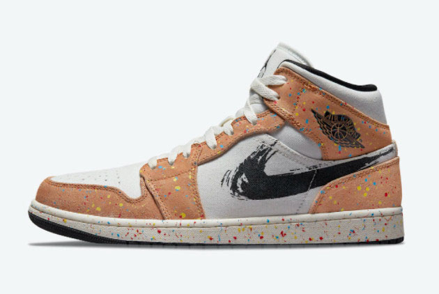 Air Jordan 1 Mid SE Brushstroke Paint Splatter Trainers DA8005-100