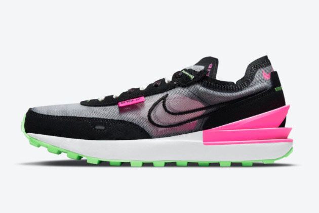 Cheap Nike Waffle One Black Neon Green-Pink DM8143-100