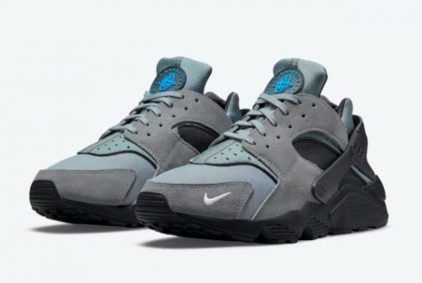 Men Nike Air Huarache Grey Laser Blue Casual Shoes DO6708-001-1