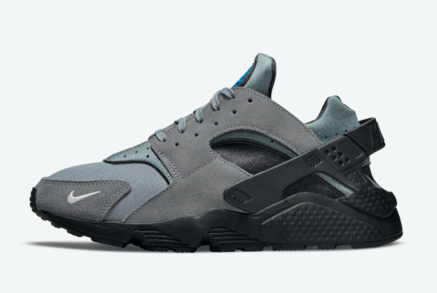 Men Nike Air Huarache Grey Laser Blue Casual Shoes DO6708-001