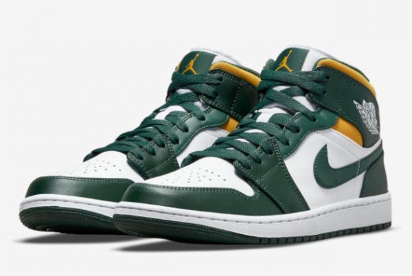 2021 Latest Air Jordan 1 Mid Sonics Green Yellow 554724-371-2